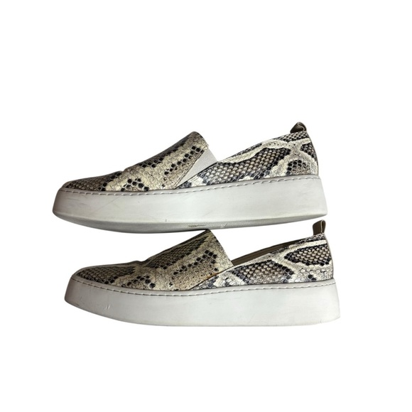 Vince Snake Print Loafers in Cream and Brown - Picture 3 of 7